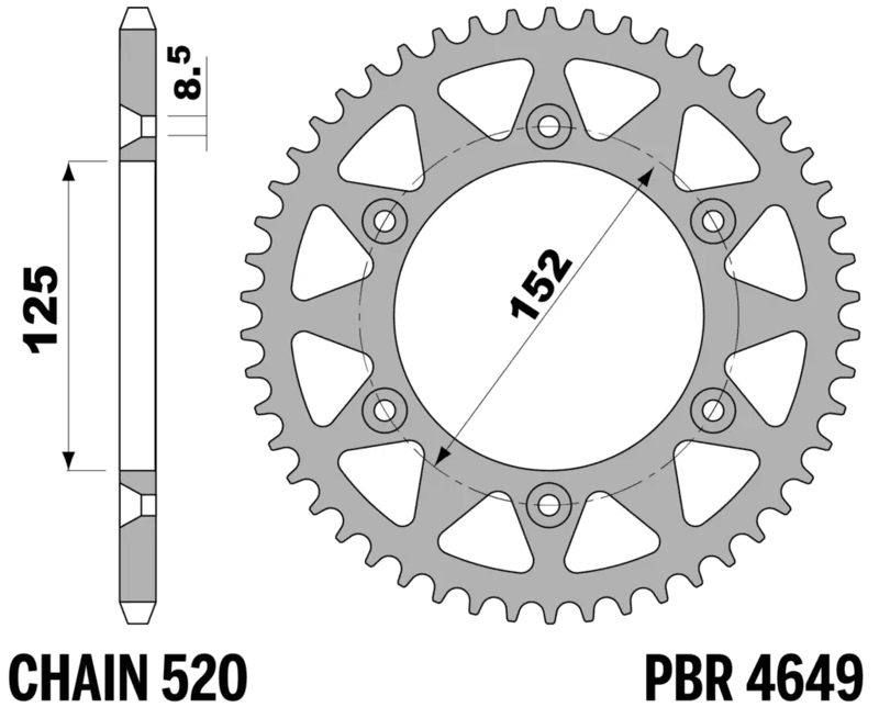 Pbr Standaard C45 Staal Achtertandwiel - 520