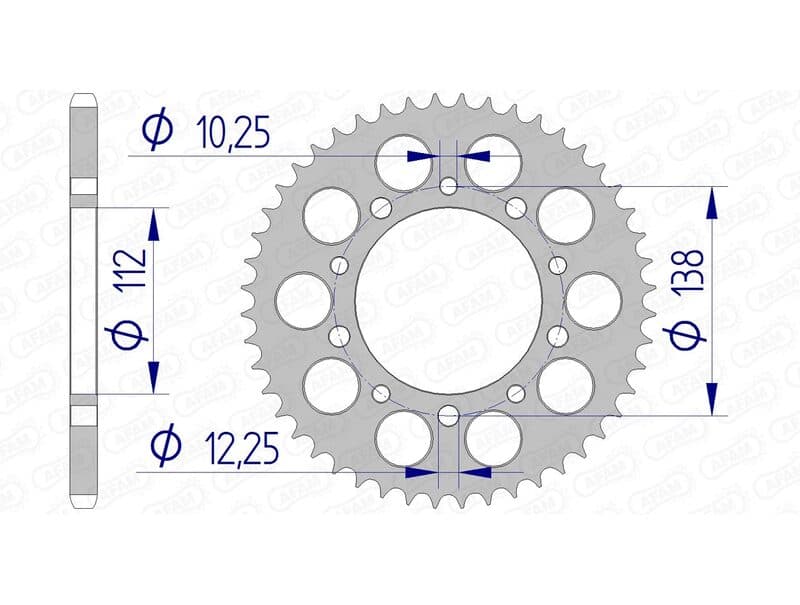 Afam Aluminium Standaard Achtertandwiel - 520