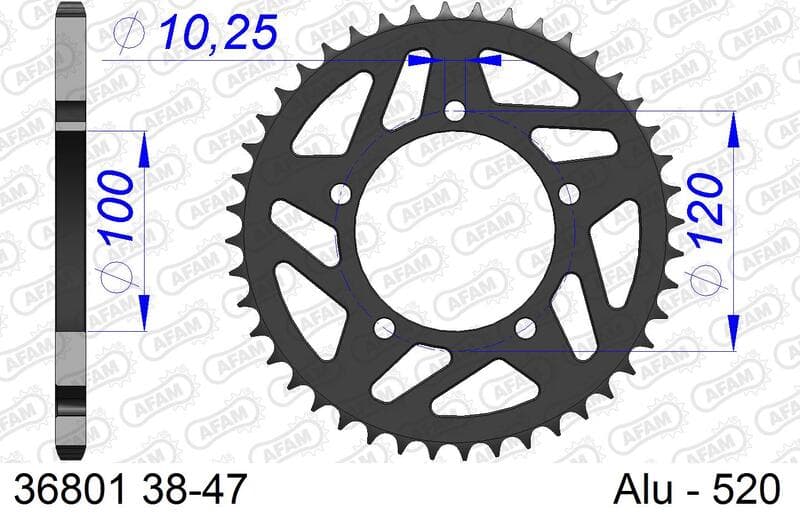 Afam Aluminium Standaard Achtertandwiel - 520