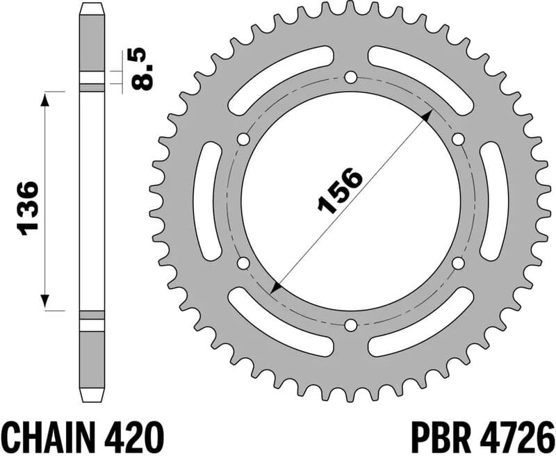 Pbr Achtertandwiel Aluminium Standaard - 420