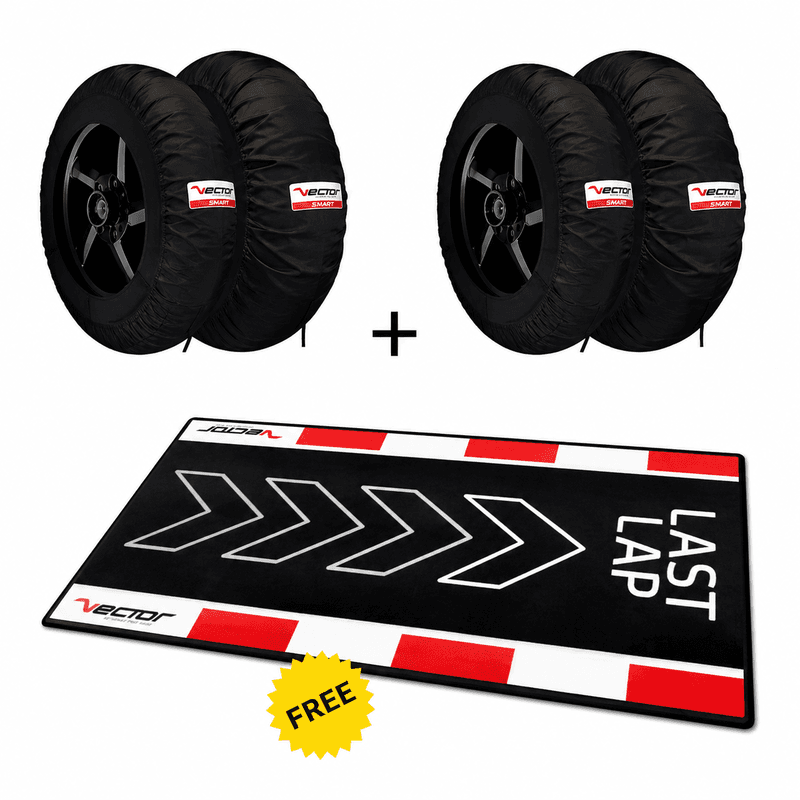 Vector Kit – 2 Sets Of Pro-Track 120/190 Tyre Warmers And Free Last Lap Paddock Mat