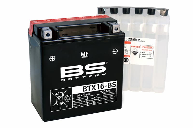 Bs Battery Battery Maintenance Free With Acid Pack - Btx16-Bs