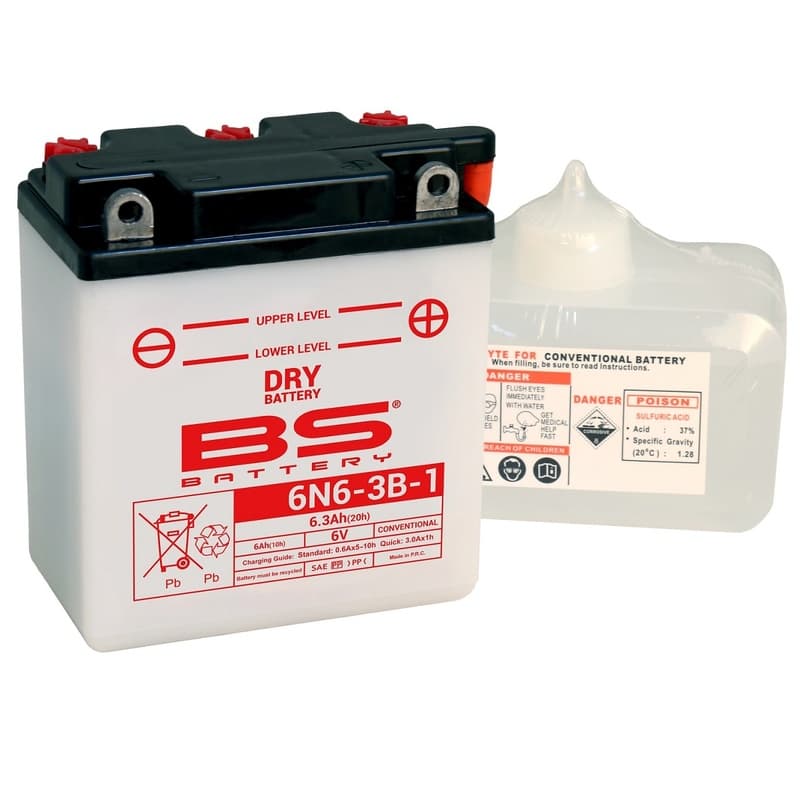 Bs Battery Accu Conventional met Acid Pack - 6n6-3b-1