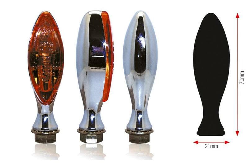 Bihr Elipse Bulb Indicator Body Chrome / Lens Oranje (Paar), Voor & Achter