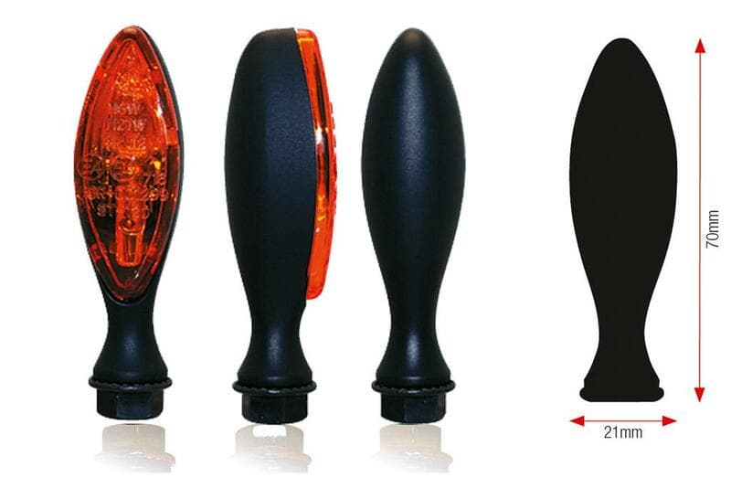 Bihr Elipse Bulb Indicator Body Zwart / Lens Oranje (Paar), Voor & Achter