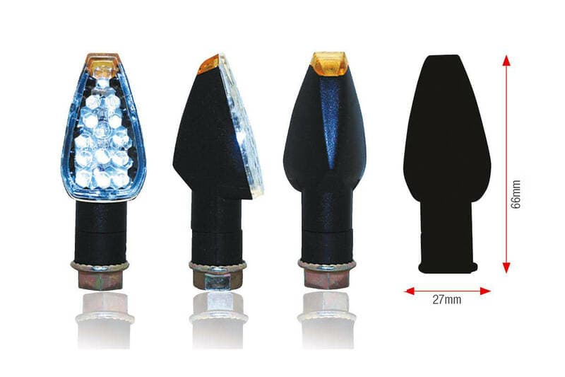 Bihr Design Led Indicator Body Schwarz / Lens Transparent (Pair), Front & Rear