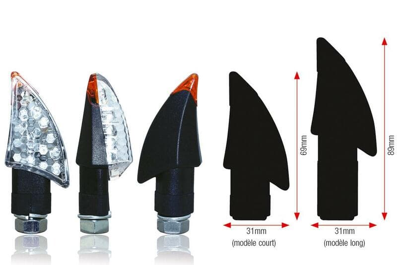 Bihr Blade Led Indicator Body Black / Lens Clear (Pair), Front & Rear, Short