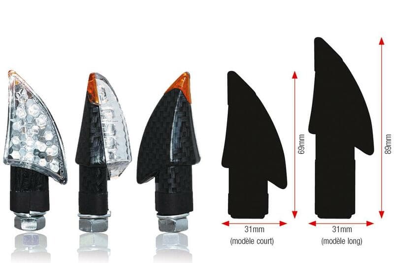 Bihr Blade Led Indicator Body Black / Lens Clear (Pair), Front & Rear, Long