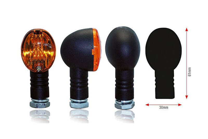 Bihr Basic Bulb Indicator Body Black / Lens Orange (Pair), Front & Rear