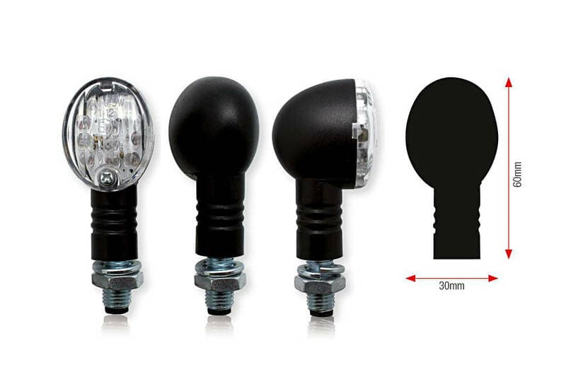 Bihr Bullet Led Indicator Body Zwart / Lens Transparant (Paar), Voor & Achter