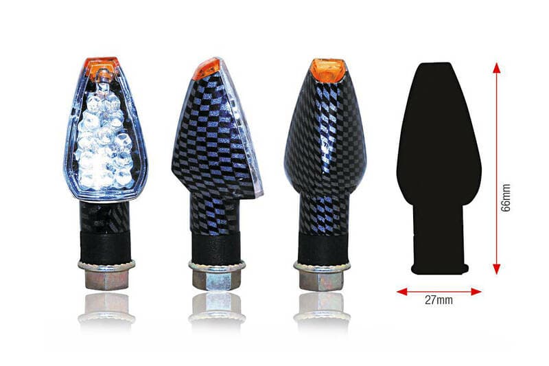 Bihr Design Led Indicator Body Carbon / Lens Transparant (Paar), Voor & Achter