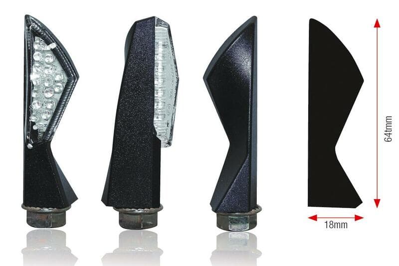 Bihr Asym Led Indicator Body Zwart / Lens Transparant (Paar), Voor & Achter