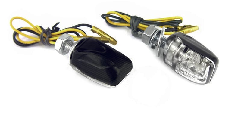 Bihr Micro-6 Led Indicator Body Carbon / Lens Transparant (Paar), Voor & Achter