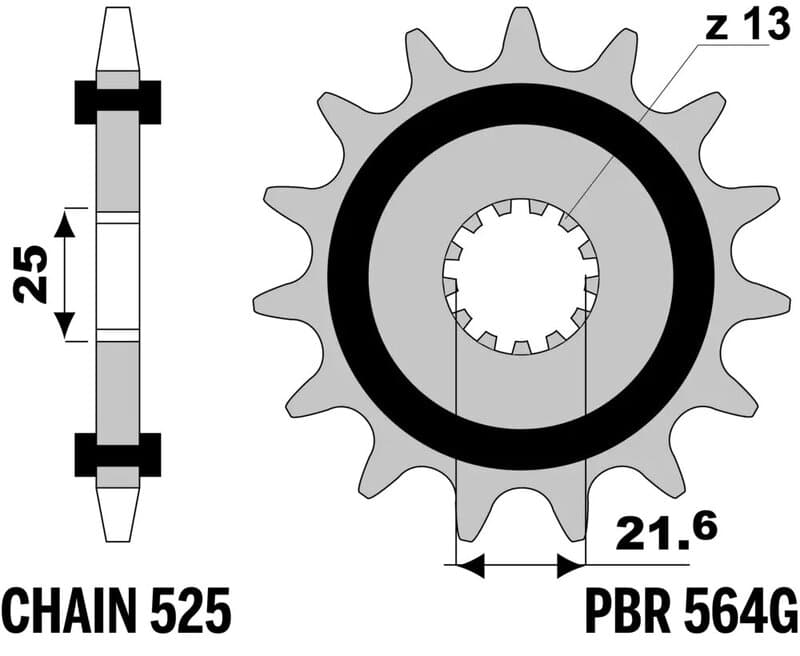 Pbr Staal Noise Free Voortandwiel - 525