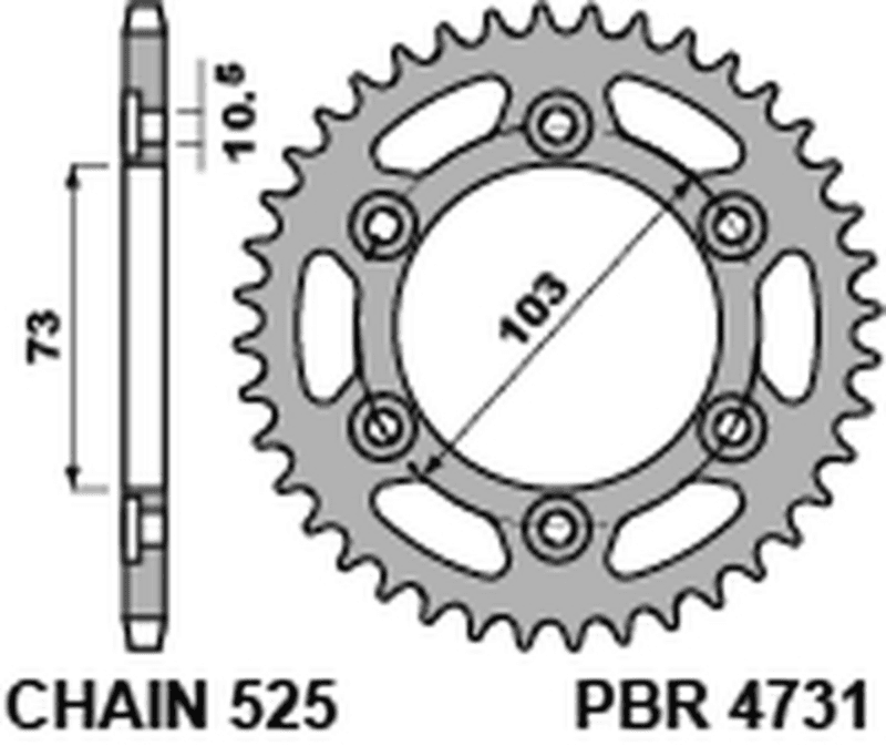 Pbr Achtertandwiel Staal Standaard - 525