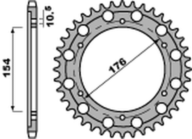 Pbr Achtertandwiel Staal Standaard - 525