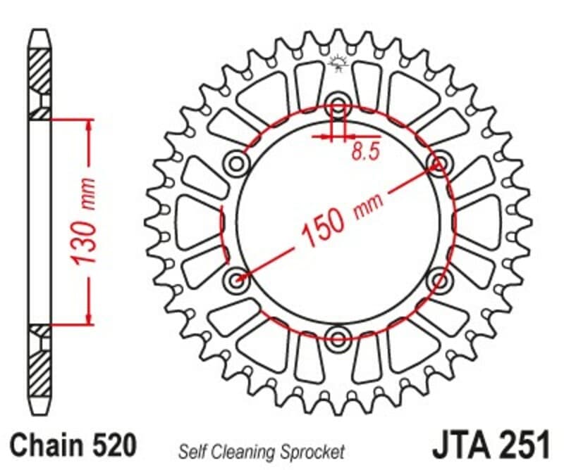 Jt Sprockets Aluminium Standaard Achtertandwiel - 520