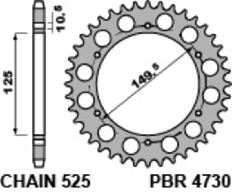 Pbr Achtertandwiel Staal Standaard - 525