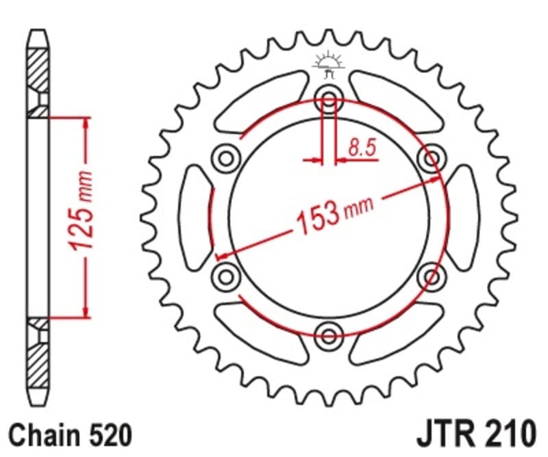 Jt Sprockets Achtertandwiel Staal Self Cleaning - 520