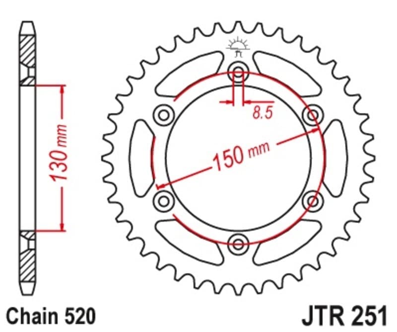 Jt Sprockets Achtertandwiel Staal Self Cleaning - 520