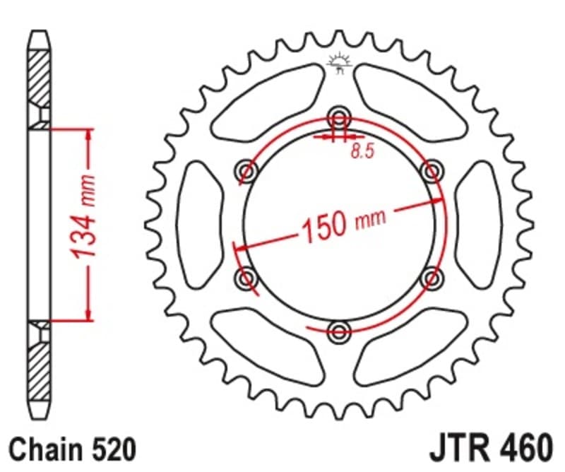 Jt Sprockets Achtertandwiel Staal Self Cleaning - 520