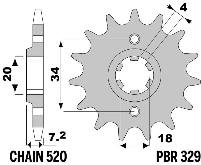 Pbr Stalen standaard voortandwiel - 520