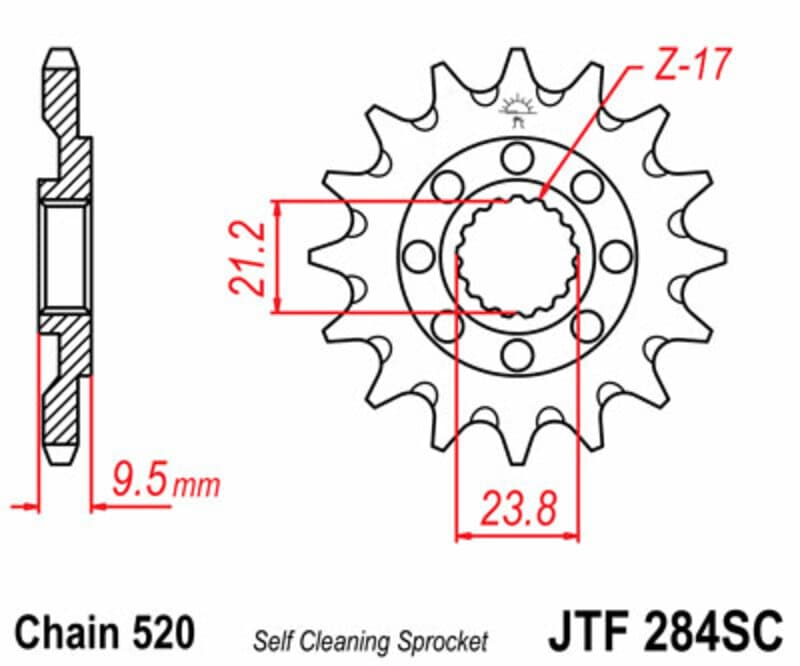 Jt Sprockets Steel Self Cleaning Front Sprocket - 520