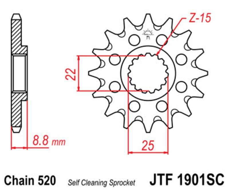 Jt Sprockets Steel Self Cleaning Front Sprocket - 520