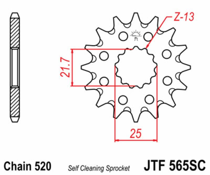Jt Sprockets Steel Self Cleaning Front Sprocket - 520