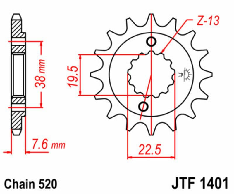 Jt Sprockets Steel Standard Front Sprocket - 520