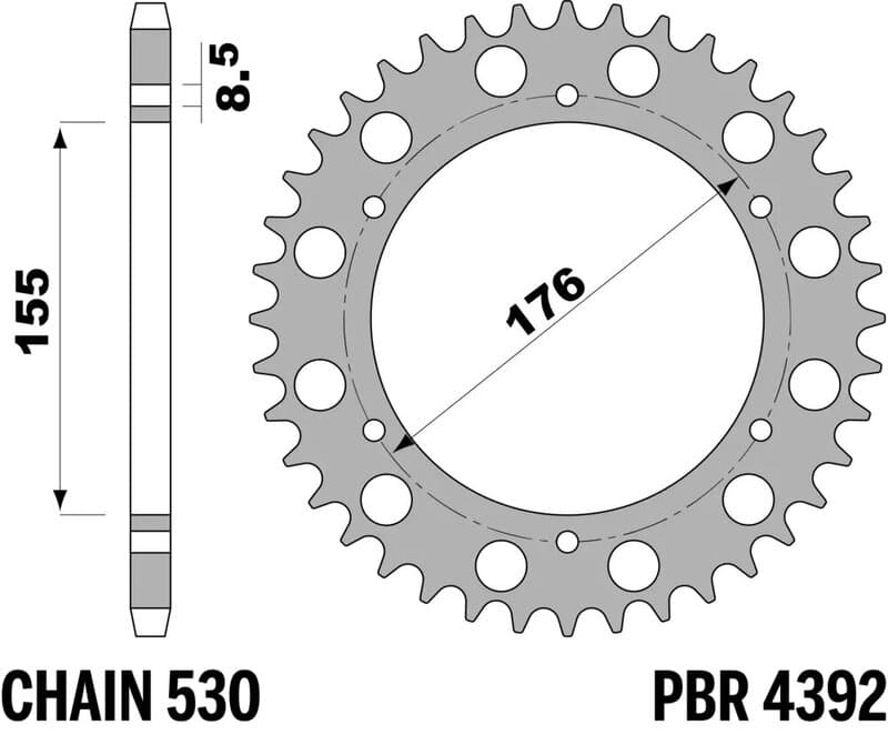 Pbr Achtertandwiel Staal Standaard - 530