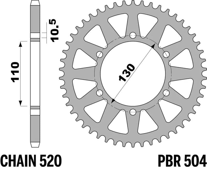 Pbr Achtertandwiel Staal Standaard - 520