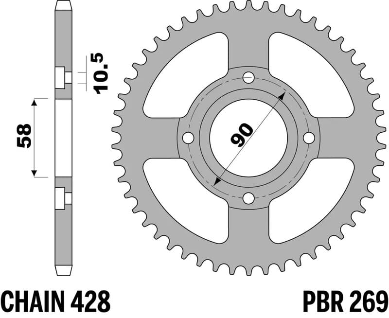 Pbr Rear Sprocket Steel Standard - 428