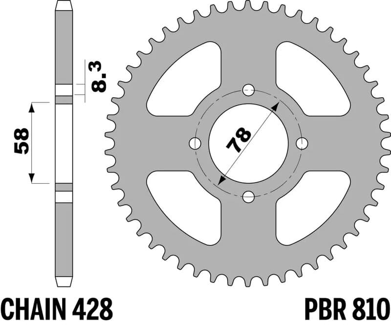 Pbr Rear Sprocket Steel Standard - 428