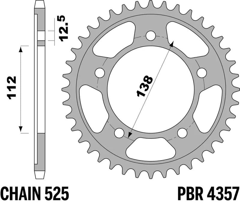 Pbr Rear Sprocket Steel Standard - 525