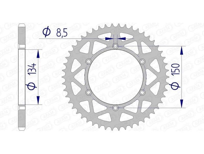 Afam Achtertandwiel Aluminium Standaard - 520