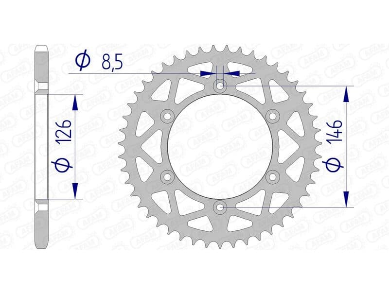 Afam Achtertandwiel Aluminium Standaard - 520