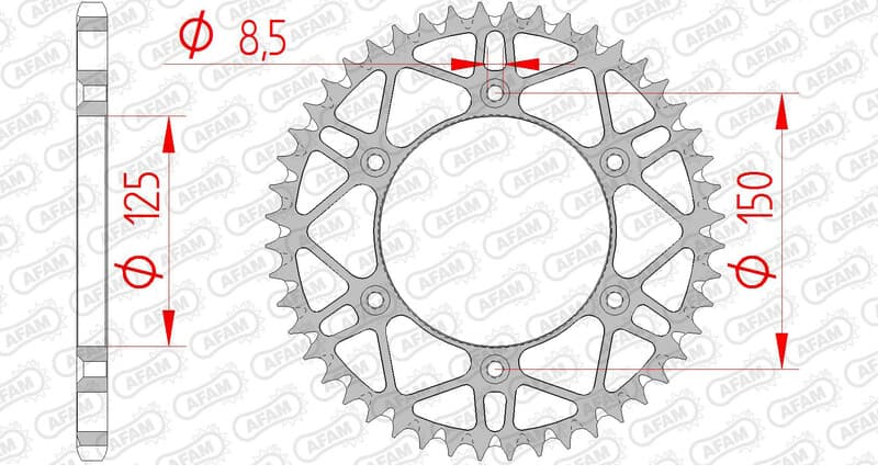 Afam Rear Sprocket Afam Steel Self Cleaning - 520