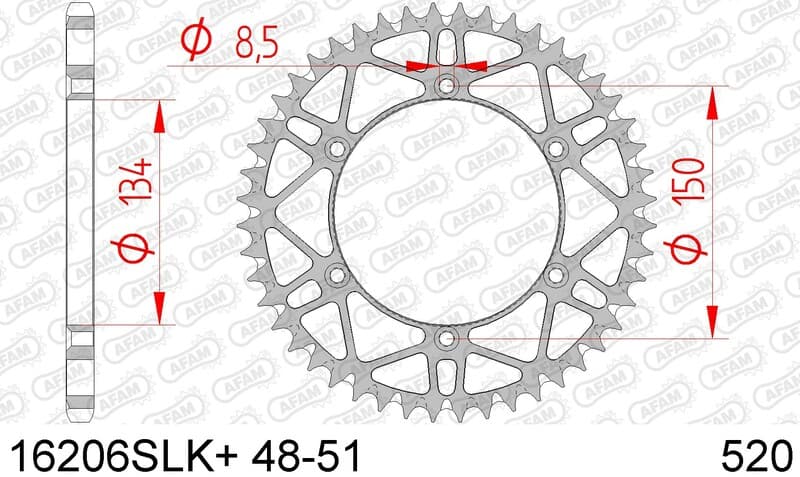 Afam Rear Sprocket Afam Steel Self Cleaning - 520