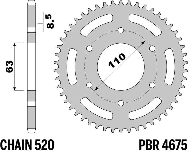 Pbr Achtertandwiel Aluminium Versterkt - 520