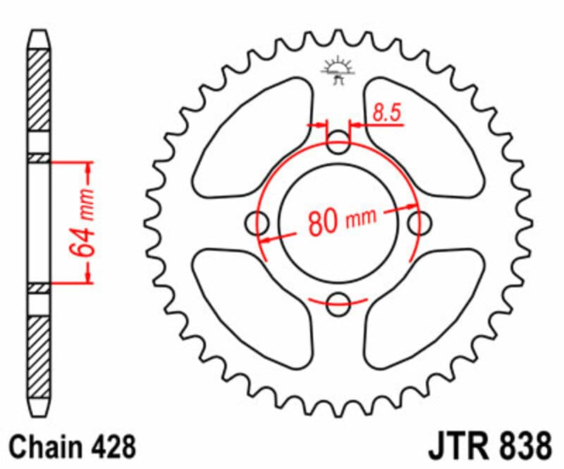 Jt Sprockets Rear Sprocket Steel Standard - 428