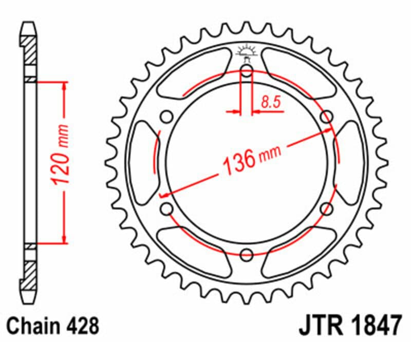 Jt Sprockets Rear Sprocket Steel Standard - 428
