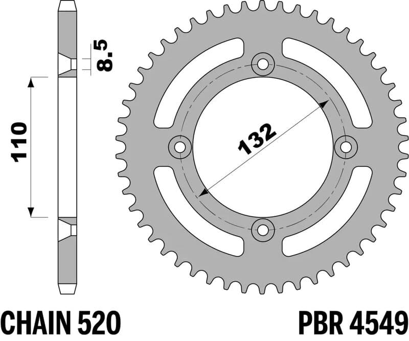 Pbr Achtertandwiel Staal Standaard - 520