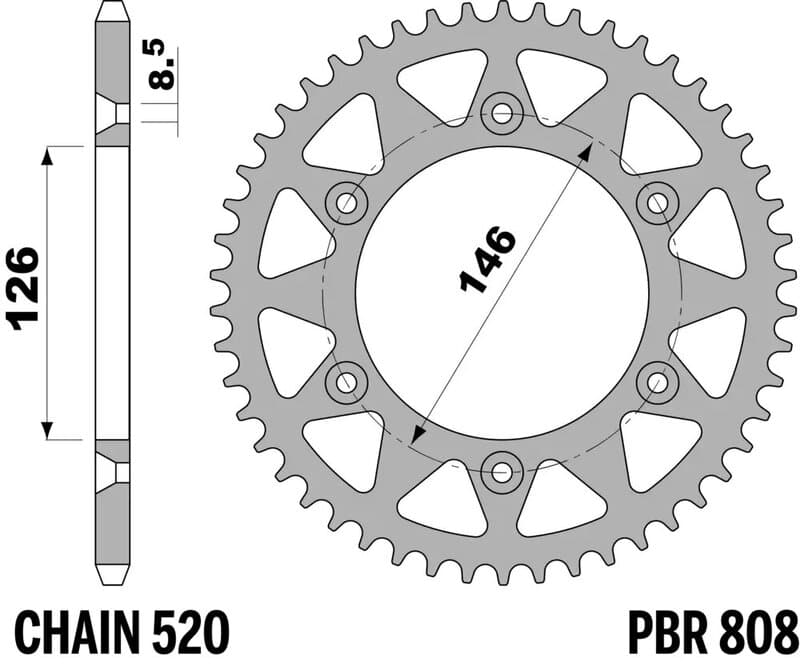 Pbr Rear Sprocket Steel Standard - 520