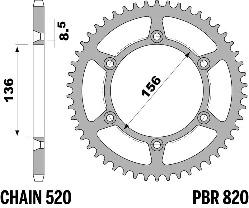 Pbr Rear Sprocket Steel Standard - 520