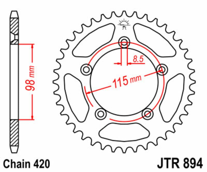 Jt Sprockets Rear Sprocket Steel Standard - 420