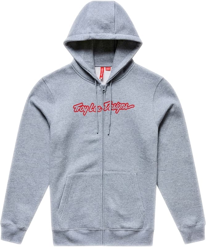 Troy Lee Designs Zip Up Signature Hoodie - Grijs/Heather/Rood