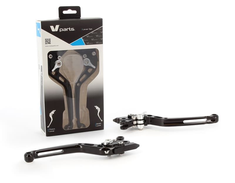 V Parts Standaard Levers 175mm Cnc Zwart/Aluminium Screws met Adapters By Paar Aprilia/Piaggio