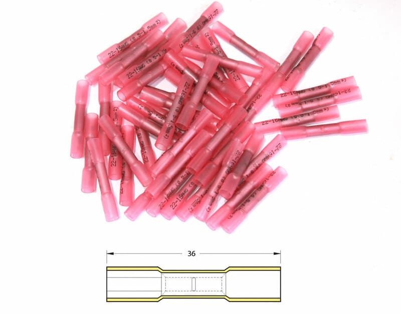 Bihr Heat-Shrinkable Crimping Butt Splices ø0,5/1,5mm² - 50pcs Transparent Rouge