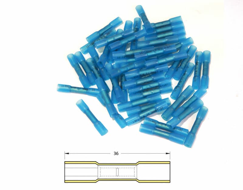 Bihr Heat-Shrinkable Crimping Butt Splices ø1,5/2,5mm² - 50pcs Transparent Bleu